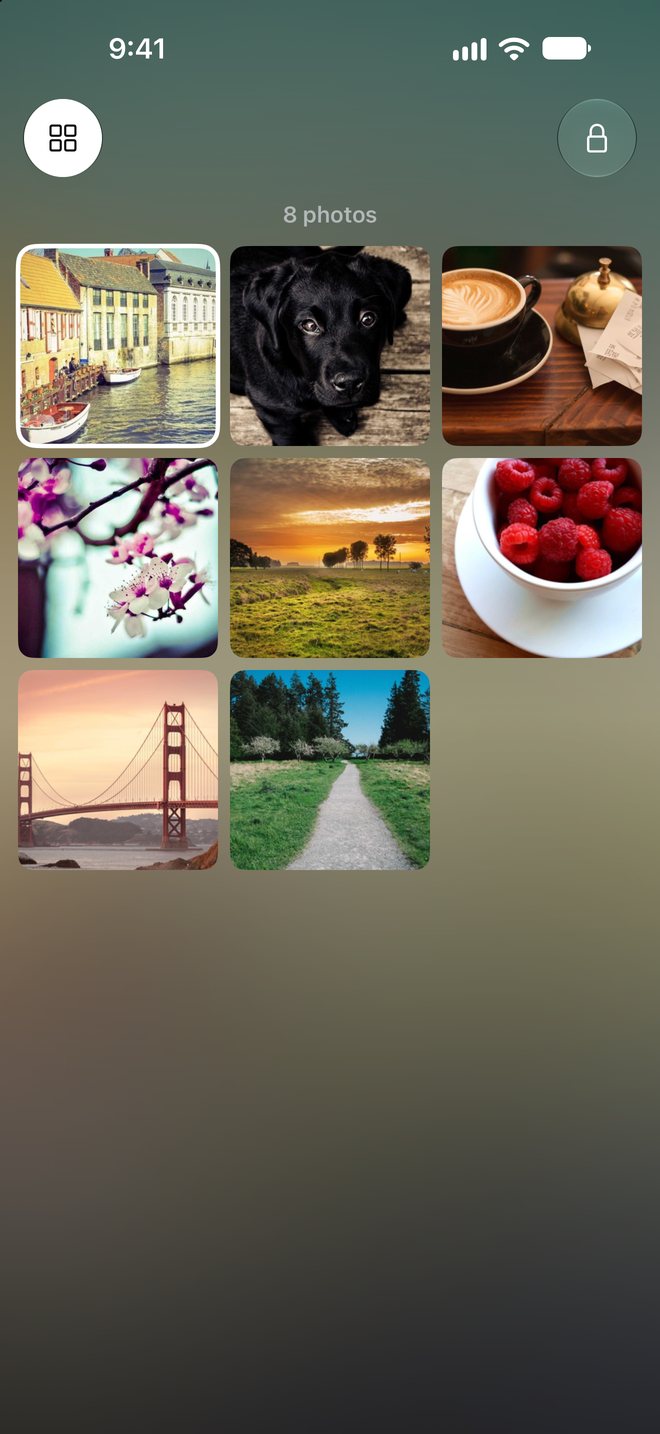 A grid of only the chosen photos